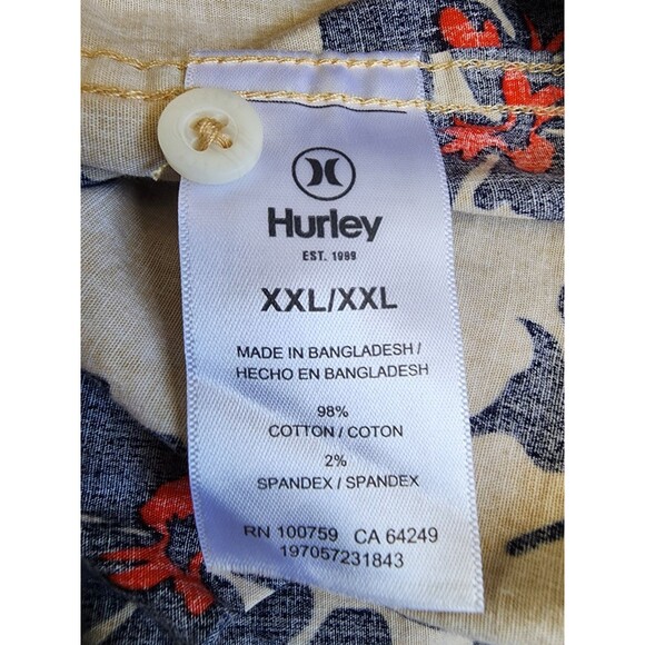 Hurley Size 2X Casual Button Front Short Sleeve Shirt - Picture 7 of 8